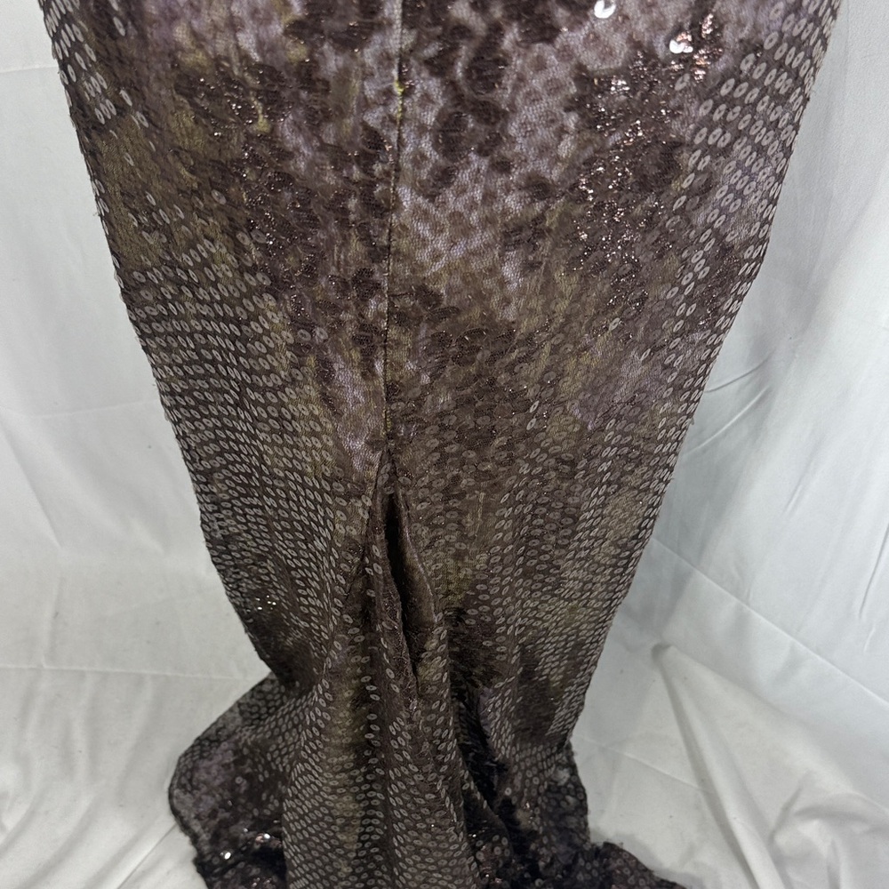 Rimini Brown Sequin Metallic Maxi Dress - Picture 10 of 12